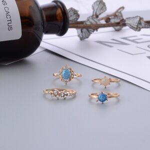 *CRISTEN* 4-Pc Gold Rhinestone Fashion Ring Set